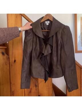 Brown  jacket with ruffles. worthington Size medium